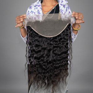 Extensions bouclées vierges indiennes Remy en gros, 100g, à trame simple, double trame machine, non traitées, 13*6, Deep Wave, pour femmes, style Temple - Product Image 2
