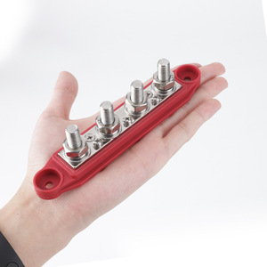 บล็อกจ่ายไฟ RV Marine Busbar M8 M10 4 Stud สีแดงดำ ขั้วต่อแบตเตอรี่ ทองแดง สแตนเลส ไนลอน PA66 - Product Image 1