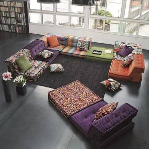 Divano letto minimalista a forma di U allungabile divano letto <span class=keywords><strong>accogliente</strong></span> Mahjong modulare appartamento Set in tessuto con spugna per ville - Product Image 3