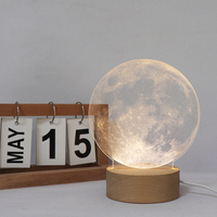 Lampe en acrylique 3D gravée au laser, lumière de nuit USB, base en bois, lampe de bureau LED pour la décoration de la chambre
