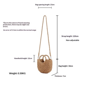 Sac à main bandoulière messager en papier tressé semi-circulaire style INS simple avec fermeture à cordon pour femme, idéal pour les vacances à la plage - Product Image 5