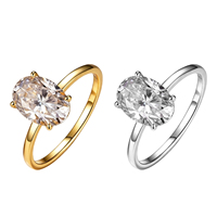 3CT Oval Cut D Color Laser Drilled Diamond 18K Gold Plated S925 Sterling Silver IGI Ring