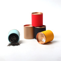Small Round Cylindrical Paper Tea Pot Packaging Gift Box with Button Bottom Tear-Off End for Food Use