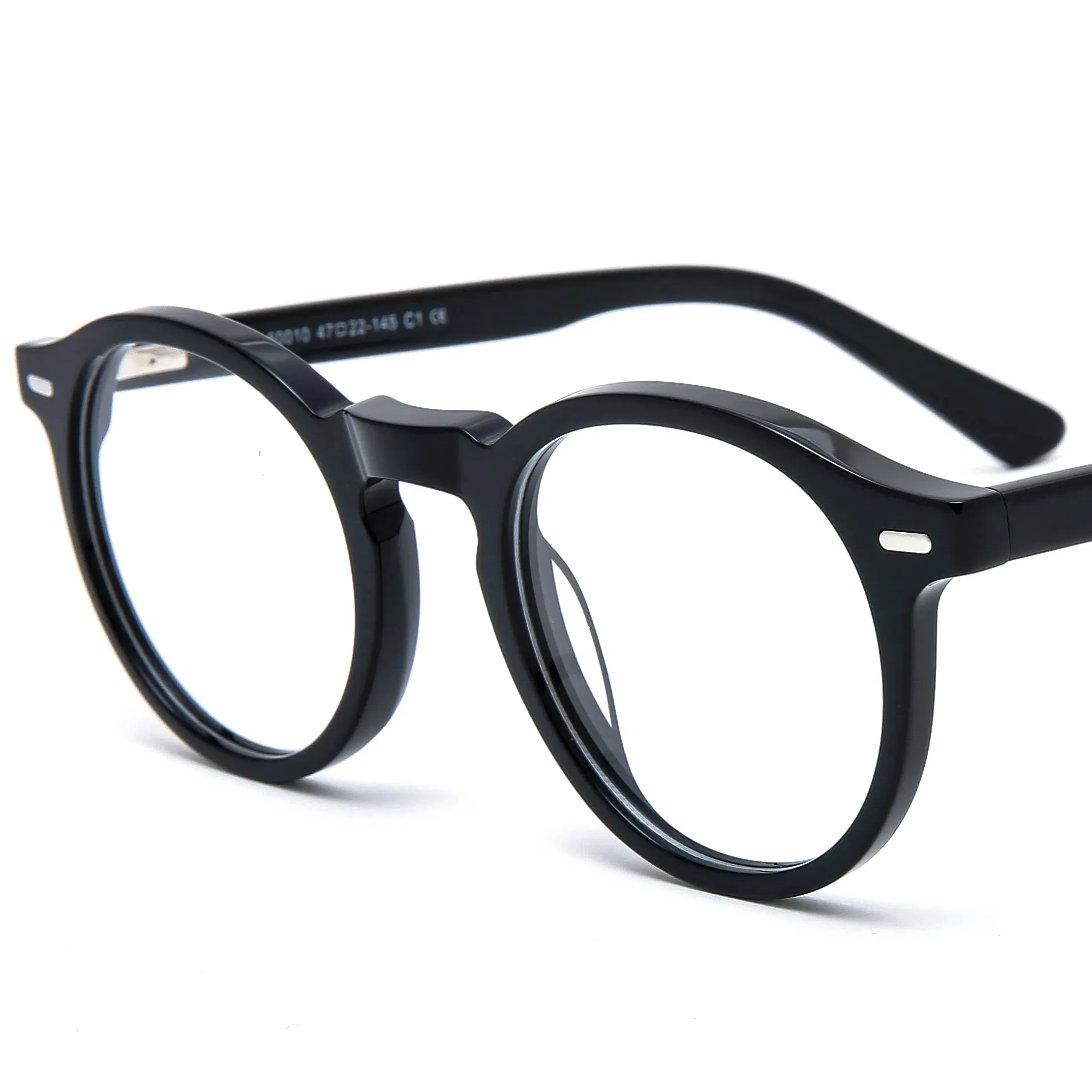 Neue Auflage schwarz retro rund hochwertiges Acetat optische Brillen rahmen Damen Mode Augenbrille rahmen Herren Schauspiel