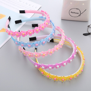 كوريا عصابة رأس صغيرة مزينة بالزهور للفتيات والرضع عصابات شعر بلاستيكية - Product Image 1