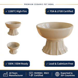 Gamelle surélevée pour chien OEM, élégante, pour une <span class=keywords><strong>digestion</strong></span> saine, moderne, durable, en céramique, ergonomique, antidérapante, écologique, étanche, pour l'alimentation des animaux de compagnie - Product Image 1