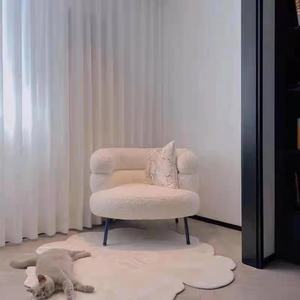 Fauteuil d'appoint moderne Zxm, fauteuil simple, canapé paresseux, fauteuil d'appoint, dossier incurvé pour salon, chambre à coucher, laine d'agneau - Product Image 6