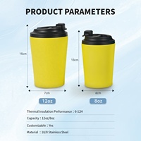 Taza de Café Pequeña de Acero Inoxidable de 12 oz, Taza de Viaje Portátil con Aislamiento al Vacío, Taza de Café Reutilizable, Proveedor Mayorista con Logotipo Personalizado