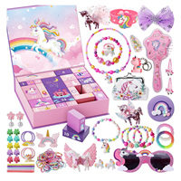 Jouets de jeu d'imitation pour filles : Trousse de maquillage en plastique, Valise de coiffure, Calendrier de l'Avent de Noël, Boîte surprise de bijoux et colliers