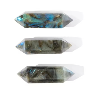 หินลาบราดอไรต์ธรรมชาติขัดเงาแบบปลายคู่ คริสตัลทาวเวอร์ แท่งคริสตัลบำบัด หินแกะสลัก ตัวอย่างแร่ธาตุสำหรับสะสม ขายส่ง - Product Image 1