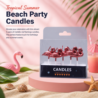 Bougies d'anniversaire flamant rose 3D métalliques rouges personnalisables en gros, 5 pièces, en plastique et cire de paraffine, pour fournitures de fête