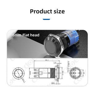 Nút nhấn 16mm Oxit Đen mạ ul IP67 không thấm nước thường mở thường đóng khóa hoạt động đẩy nút nhấn - Product Image 4