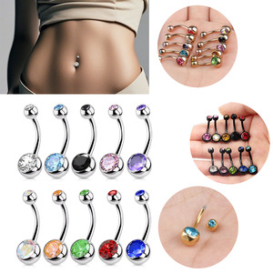 Cơ thể thép không gỉ xuyên bên ngoài đôi đồ trang sức bụng nút Vòng đồ trang sức của phụ nữ - Product Image 2