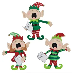 DIY árbol de Navidad decoración 3 uds Caroling Elf Mini Hada colgante escultura figuritas hechas a mano pequeño adorno de resina de China