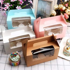 Logo personnalisé petite boîte de papier kraft boulangerie avec fenêtre pour friandises, cupcakes, mini-tarte, gâteau <span class=keywords><strong>bombe</strong></span>, beignets - Product Image 4