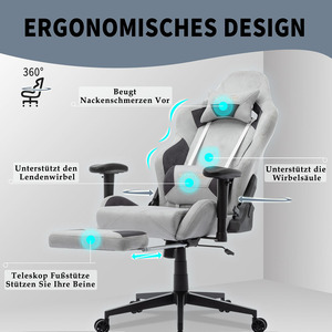 Chaise de bureau <span class=keywords><strong>gamer</strong></span> inclinable à 360 degrés, entièrement personnalisable, nouvelle, meilleure chaise de bureau, <span class=keywords><strong>fauteuil</strong></span> réglable, revêtement beige - Product Image 6