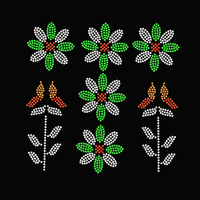 Motif de fleur en strass personnalisé, design de transfert thermique en strass pour t-shirt