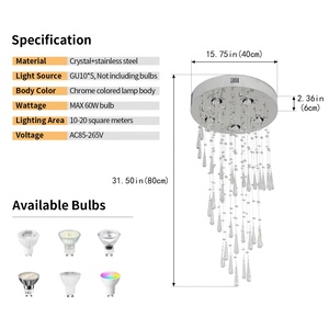 <span class=keywords><strong>Suspension</strong></span> en cristal en acier inoxydable tendance pour villa, lustre pour salon - Product Image 3