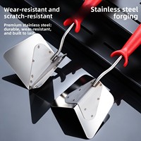 Grande spatule épaisse en acier inoxydable avec manche en plastique, design à angle Yin et Yang et bord droit