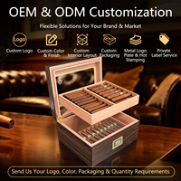 Humidor à cigares avec dessus en verre, capacité de 50/75 cigares, avec hygromètre numérique, cèdre espagnol, vente en gros OEM