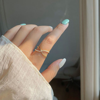 Bague Minimaliste de Luxe Plaqué Or 14K avec Zircon et Diamant, Bague Baiser Personnalisée en Argent Sterling 925 Forme X pour Filles
