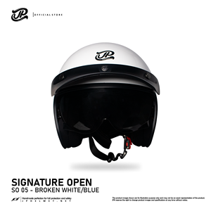 Casque demi-face rétro JP Signature Open Motif SO 05 en élégante couleur blanc cassé, alliant parfaitement le charme vintage et moderne. - Product Image 2