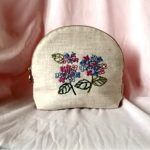 Small Vintage Clamshell <b>Wallet</b> with Zipper Closure Unisex Hand-Embroidered Cotton Lining <b>Money</b> Organizer - Product Image 1