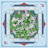 Mahjong américain de luxe moderne, 160 pièces, tuiles en acrylique gravées à 4 couches de 32 mm, avec tapis de jeu bleu et rouge à motif pivoine, en stock, jeu pour 4 joueurs