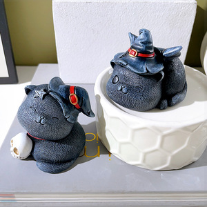 Adorable figurine de chat démoniaque en résine, thème Halloween, pour décoration de salon, cadeau de fête de déménagement, artisanat pour la maison - Product Image 4