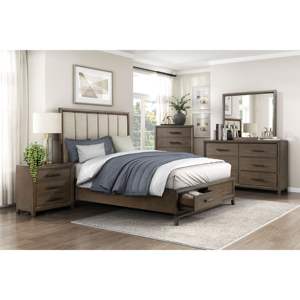 DB 1PC Mesita de noche de lujo moderna 3 cajones Acabado en nogal oscuro Carga inalámbrica Muebles de dormitorio clásicos para gimnasio de apartamento - Product Image 5