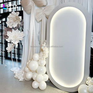 LEDA New Design LED Round White Acrylic PVC <b>Backdrop</b> <b>Stand</b> Arch for <b>Wedding</b> Party Events - Product Image 2