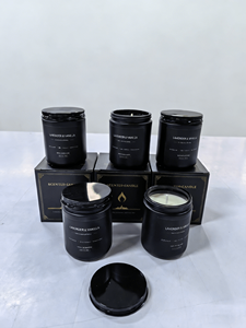 Candela Profumata di Lusso Eco-Friendly in Barattolo Nero, Lavanda e Vaniglia, per Festività, Diwali, Festa del Papà, 40 Ore di Durata, <span class=keywords><strong>Soia</strong></span> Organica - Product Image 4