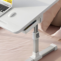 Bureau d'ordinateur portable pliable et portable, support pour ordinateur portable réglable en hauteur, table de lit avec tiroir pour le travail, l'étude et le bureau à domicile