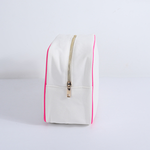 Pochette cosmétique portable pliable en toile de coton imperméable brodée sur mesure pour femme, organiseur de voyage avec fermeture éclair - Product Image 4