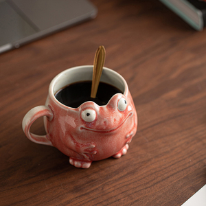 Cute Frog Shaped Coffee Mug with Spoon Personalized Funny Ceramic Cup Unique Gift Idea - Product Image 5