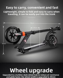 Monopattino Pieghevole E9 A5-<span class=keywords><strong>D</strong></span> con Doppie Ruote Antiscivolo, Pedana Poggiapiedi, Eco-friendly, OEM, per Commercio all'Ingrosso - Product Image 4