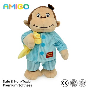Set Selimut Bayi Boneka Monyet Plush dengan Pinggiran Satin, Mainan Peluk Lembut untuk Bayi dan Dewasa - Product Image 1