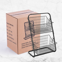 FF2286 Comptoirs de cuisine Panier à fruits et légumes Snack Spice Organizer Salle de bain Rack de rangement Panier de rangement en métal à 2 niveaux