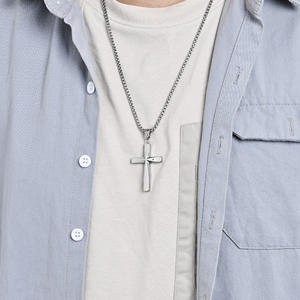 Cross <b>Titanium</b> Steel Necklace Unisex Minimalist Fashion Accessory Gift - Product Image 2