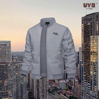 Blouson d'aviateur blanc à fermeture éclair pour hommes personnalisé en gros léger avec revers à col côtelé enduit d'hiver pour la saison de printemps