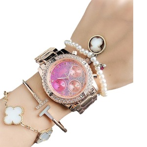 Đồng hồ thể thao thời trang nữ đầy màu sắc Gradient kim cương Ba mắt sáu Pin đường kính 38mm Quay số chuyển động thạch anh Miyota kính 16mm - Product Image 5