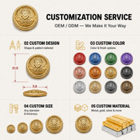 Boutons en métal doré avec logo personnalisé, vente en gros, en alliage de zinc, à coudre pour costume, uniforme, blazer, manteau, chemise, veste, vêtements, OEM ODM