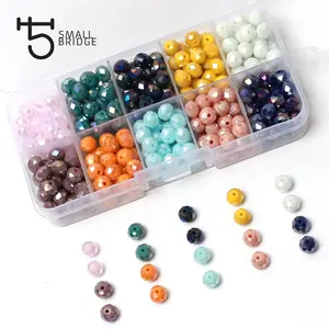 Cerâmica Checa Cristal Rodada Flat Beads kit para Fazer Jóias Diy Colar Beads Diy Jóias Mix Loose Spacer Beads Set