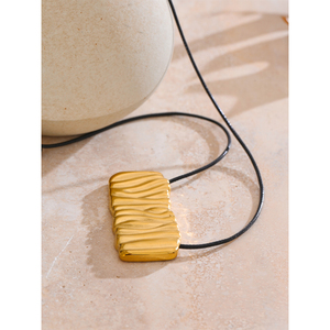 JINYOU 2210 declaración 80cm tendencia libre de deslustre joyería larga PU cuero Acero inoxidable rectángulo colgante moda babero collar - Product Image 3