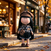 Poupée fille en vinyle de 24 cm, cheveux noirs longs et raides, tenue de mode, poupée à habiller, mini sac, objet de collection avec boîte cadeau pour filles