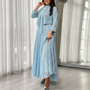 Vintage Palace lourd broderie diamant deux pièces ensemble 2025 nouveau haut brodé coupe ajustée à manches longues robe ensemble pour les femmes automne - Product Image 3