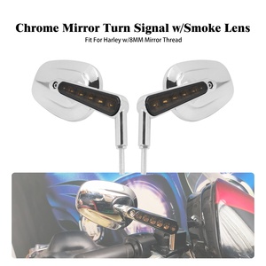 Rétroviseurs de clignotants universels pour moto Harley XL Dyna pour Yamaha, filetage 8mm, noir chromé, 2 pièces - Product Image 4