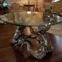 Table basse en bronze de luxe, sculpture féminine classique et base de table en chérubin pour la décoration intérieure haut de gamme