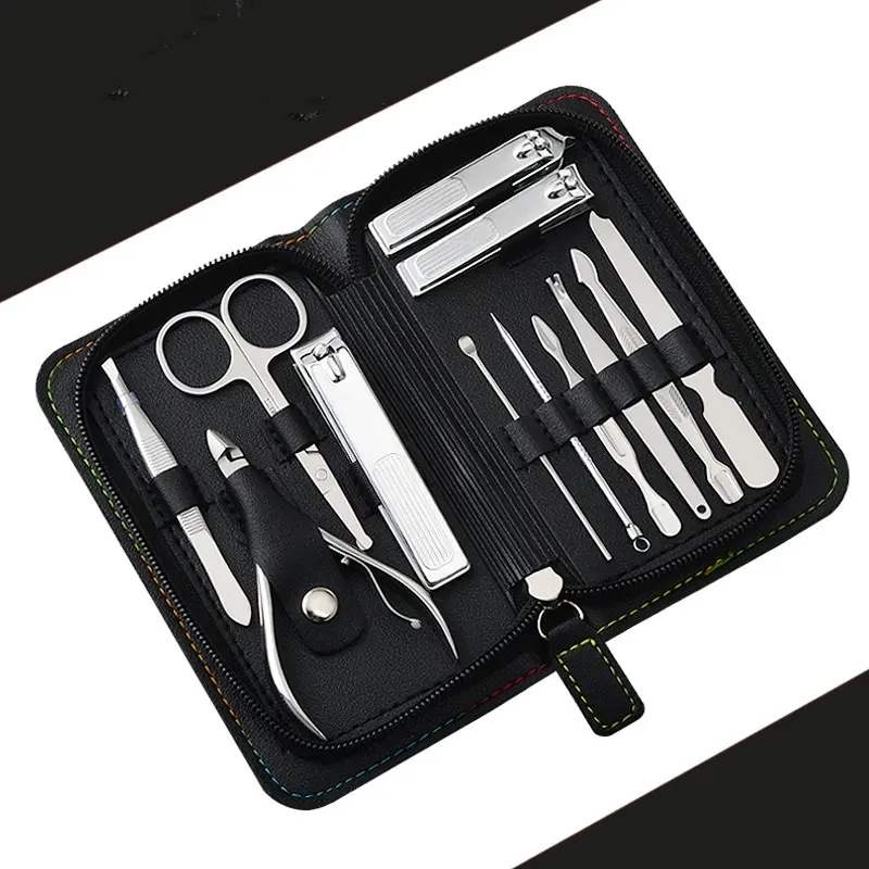 Kit professionale per la cura delle unghie da 10/12 pezzi per Pedicure da viaggio in acciaio inox portatile con borsa in Pu lussuosa da viaggio