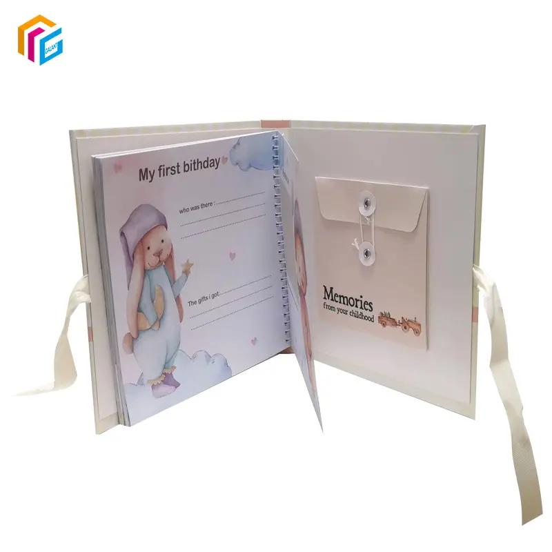 Custom Factory Full Color Printing Groei Journal Boek Hardcover Boekje Baby Eerste Jaar Herinneringen Boek Met Doos